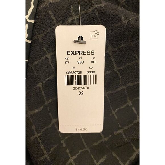 Express Women’s Printed V-Neck Downtown Cami Black Print Size XS NWT $44 - Picture 5 of 16